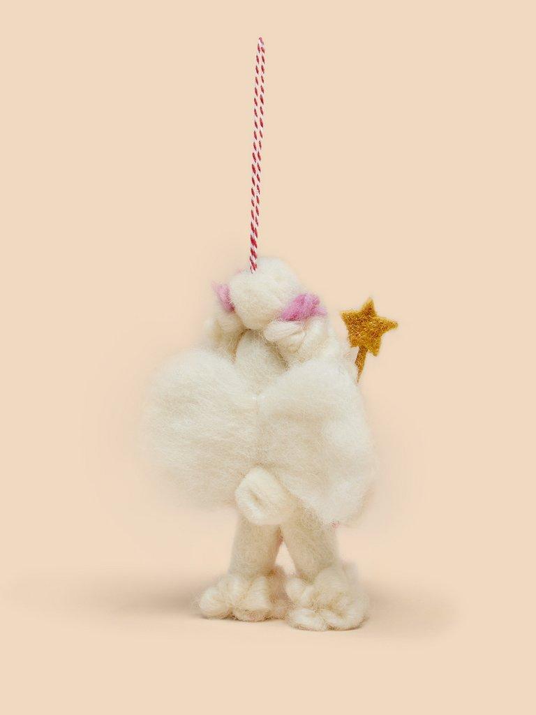 Poodle Fairy Hanging Dec in WHITE MLT - FLAT BACK