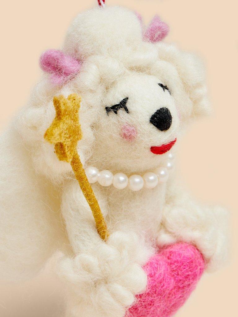 Poodle Fairy Hanging Dec in WHITE MLT - FLAT DETAIL