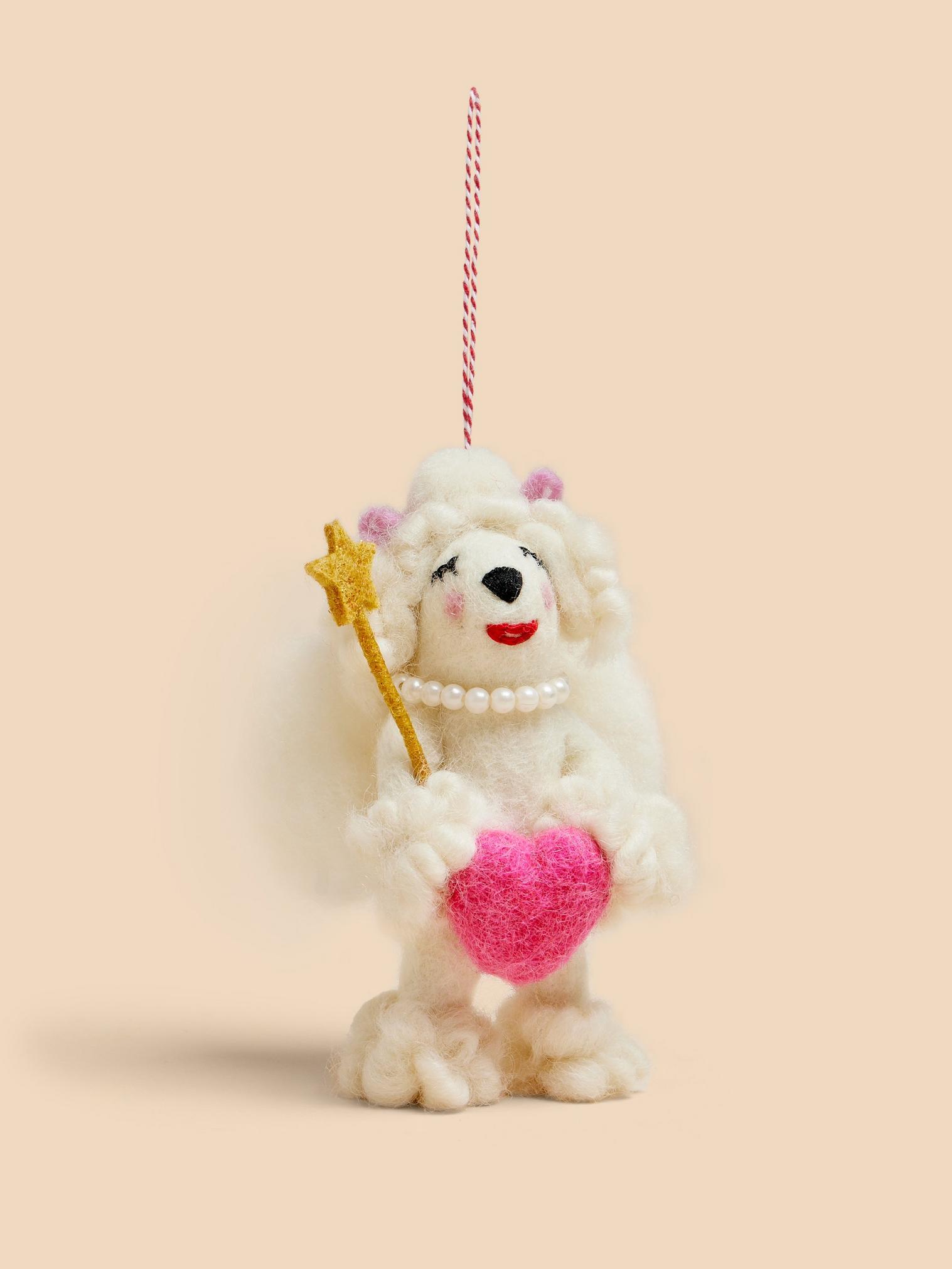 Poodle Fairy Hanging Dec in WHITE MLT - FLAT FRONT