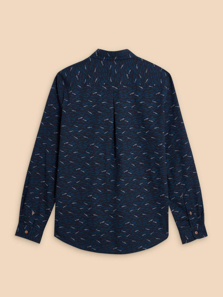 Shoal Printed LS Shirt in NAVY PR - FLAT BACK