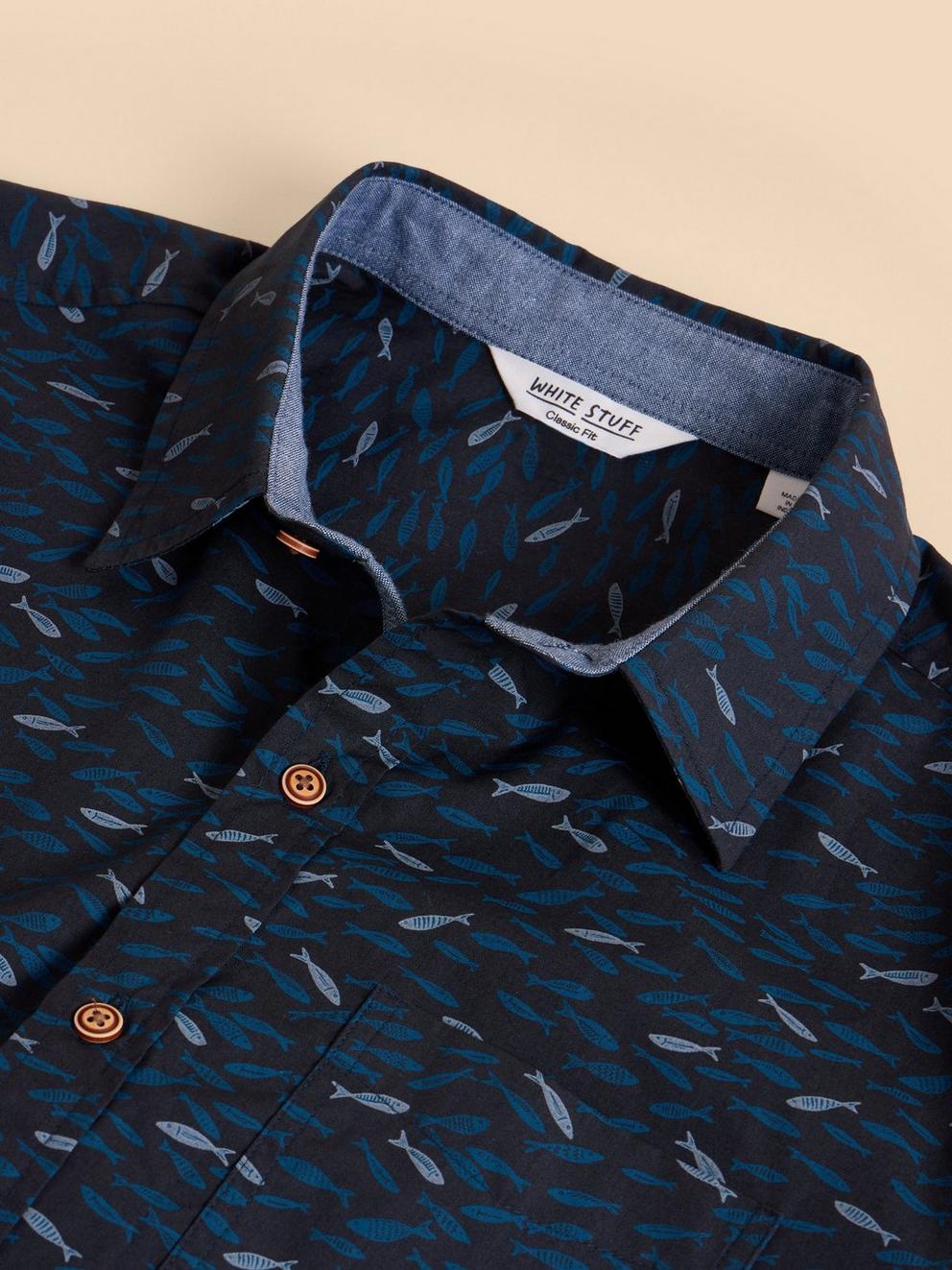 Shoal Printed LS Shirt in NAVY PR - FLAT DETAIL