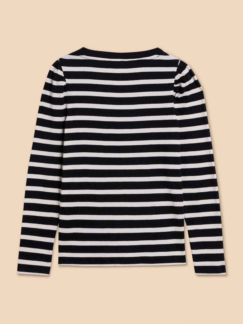 LONG SLEEVE PUFF TOP in BLK MLT - FLAT BACK