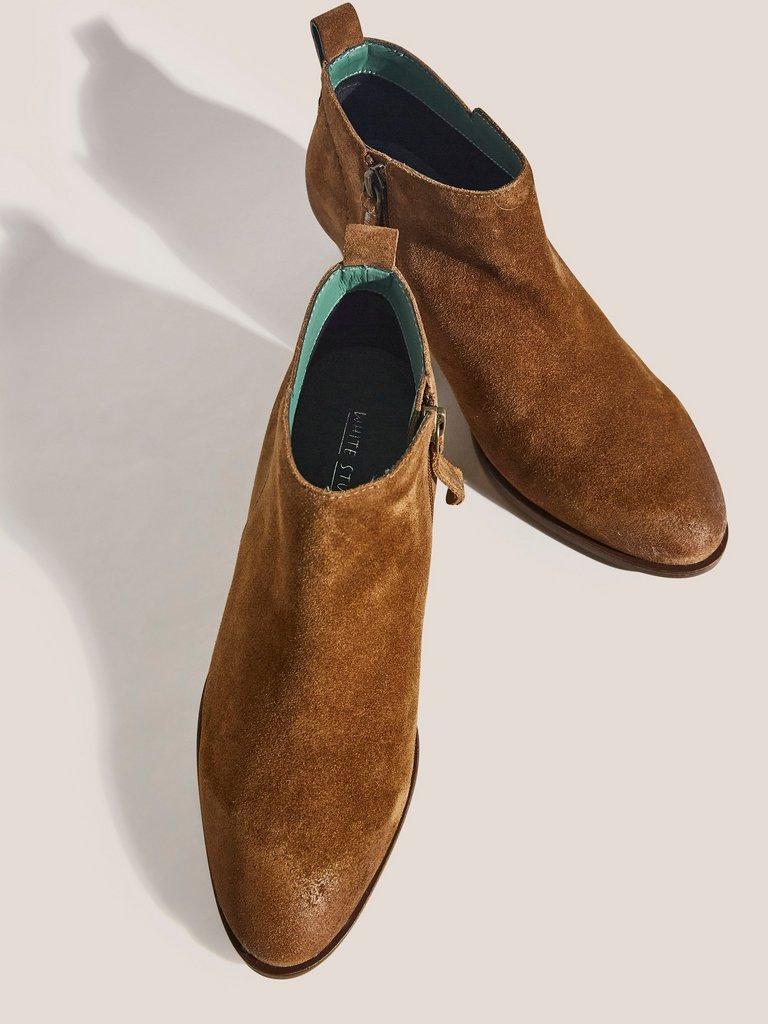 Willow Ankle Boot Suede in DARK TAN - FLAT DETAIL