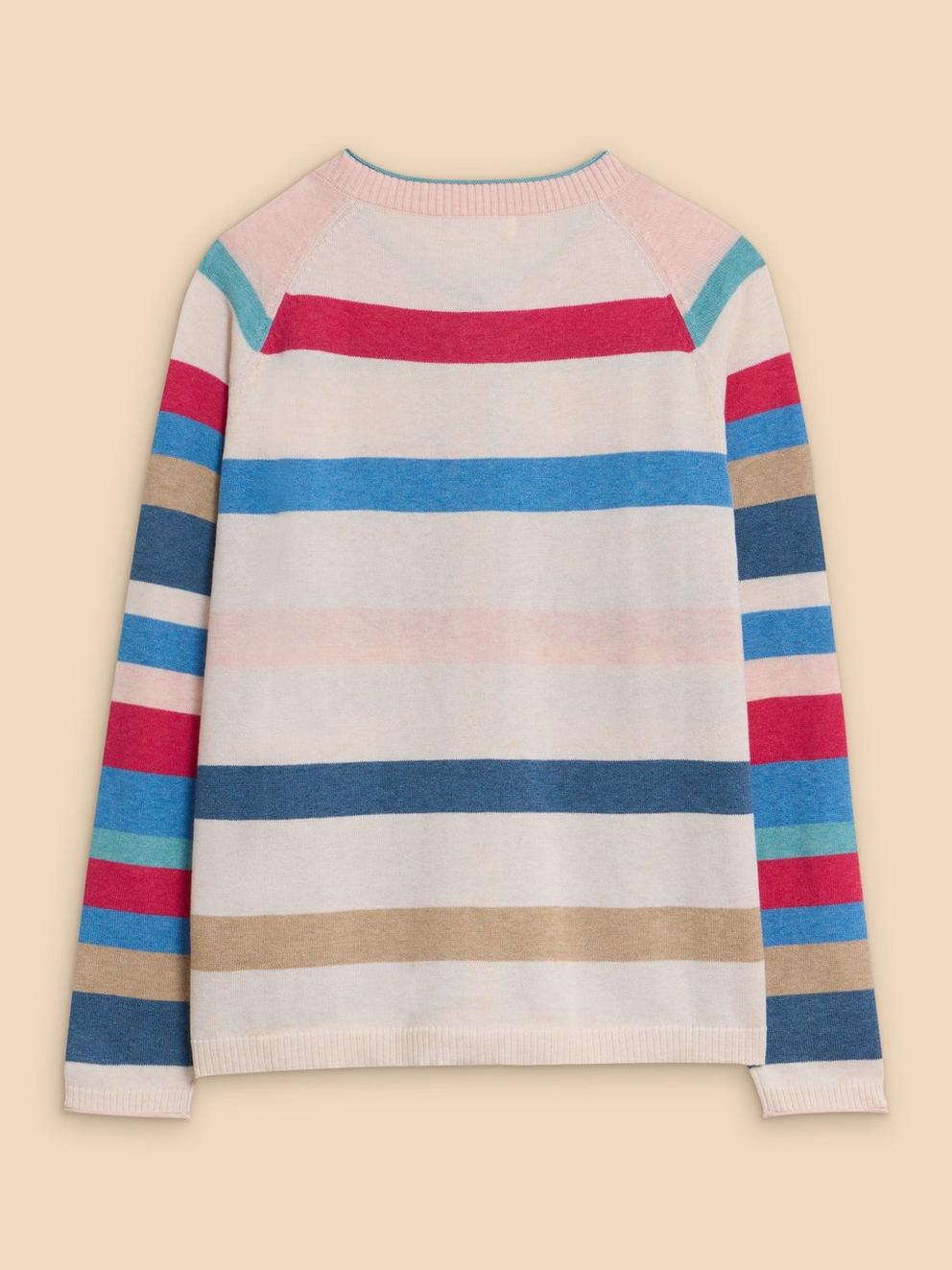 LULU STRIPED CARDI in PINK MLT - FLAT BACK