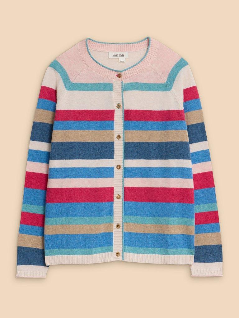 LULU STRIPED CARDI in PINK MLT - FLAT FRONT