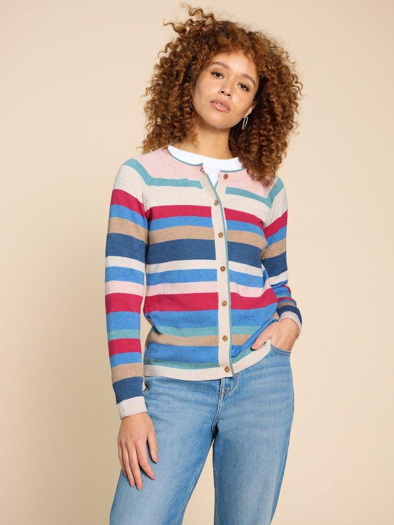 LULU STRIPED CARDI in PINK MLT - LIFESTYLE