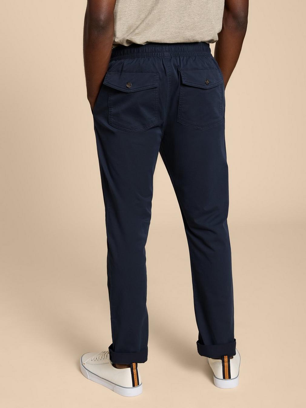 Palmer Drawstring Chino in DARK NAVY - MODEL BACK