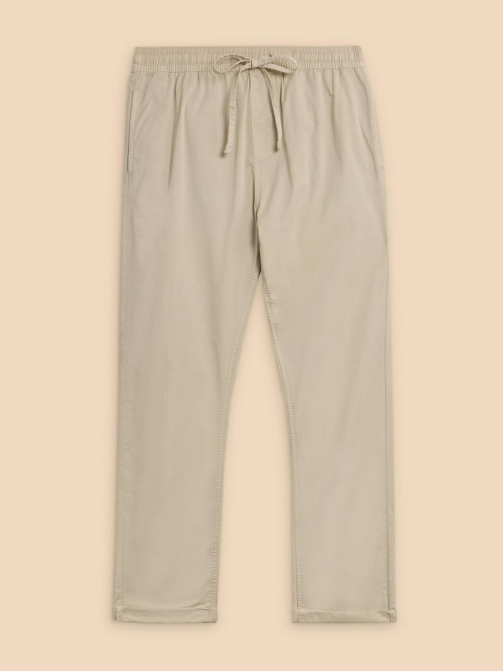 Palmer Drawstring Chino in LGT NAT - FLAT FRONT