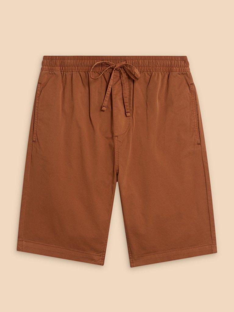 Palmer Drawstring Short in MID BROWN - FLAT FRONT