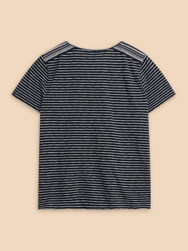 ABBIE EMBROIDERED STRIPE TEE in IVORY MLT - FLAT BACK