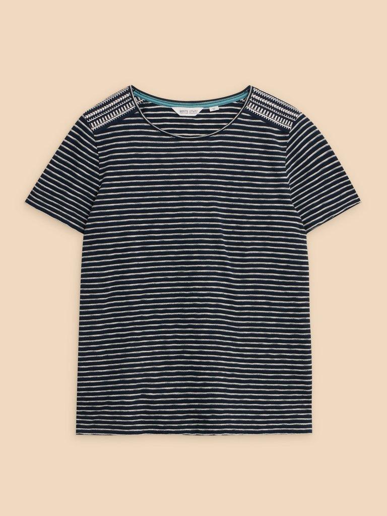 ABBIE EMBROIDERED STRIPE TEE in IVORY MULTI | White Stuff