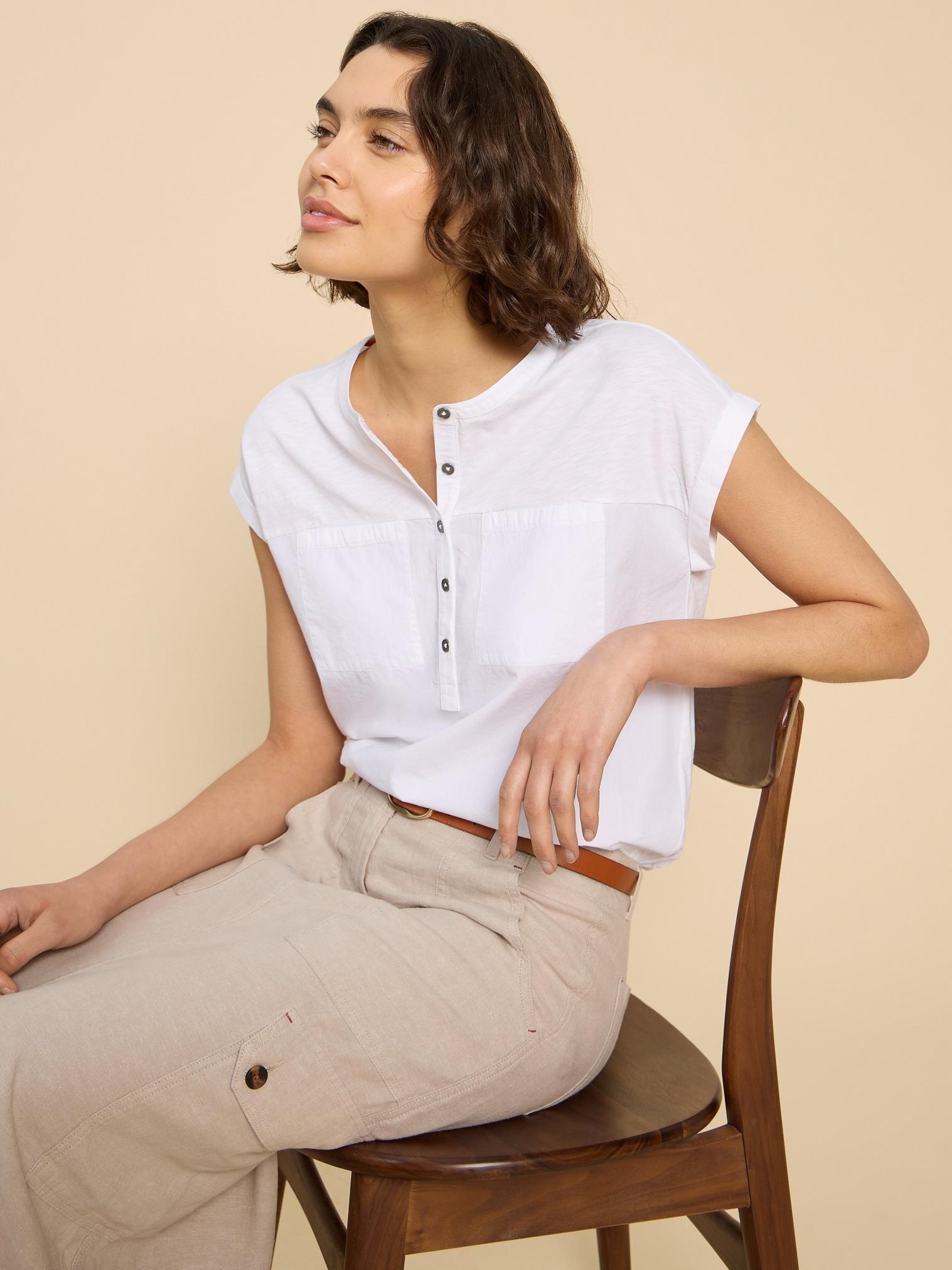 BETH JERSEY SHIRT in BRIL WHITE - LIFESTYLE