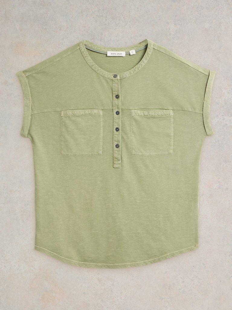 BETH JERSEY SHIRT in DUS GREEN - FLAT FRONT