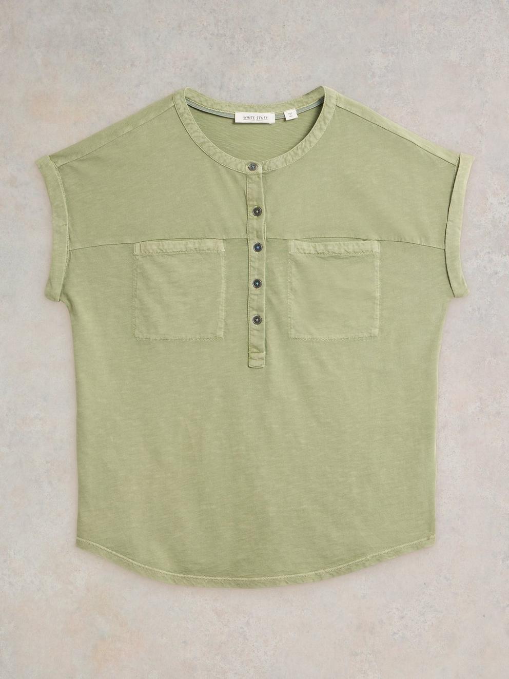 BETH JERSEY SHIRT in DUS GREEN - FLAT FRONT