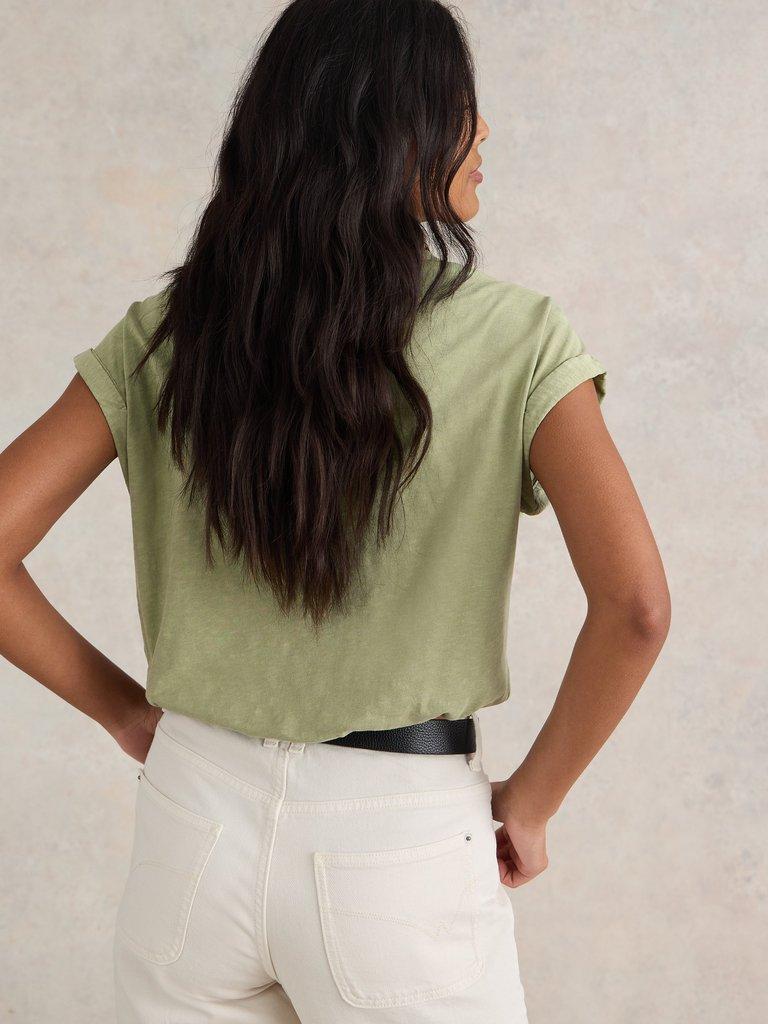 BETH JERSEY SHIRT in DUS GREEN - MODEL BACK