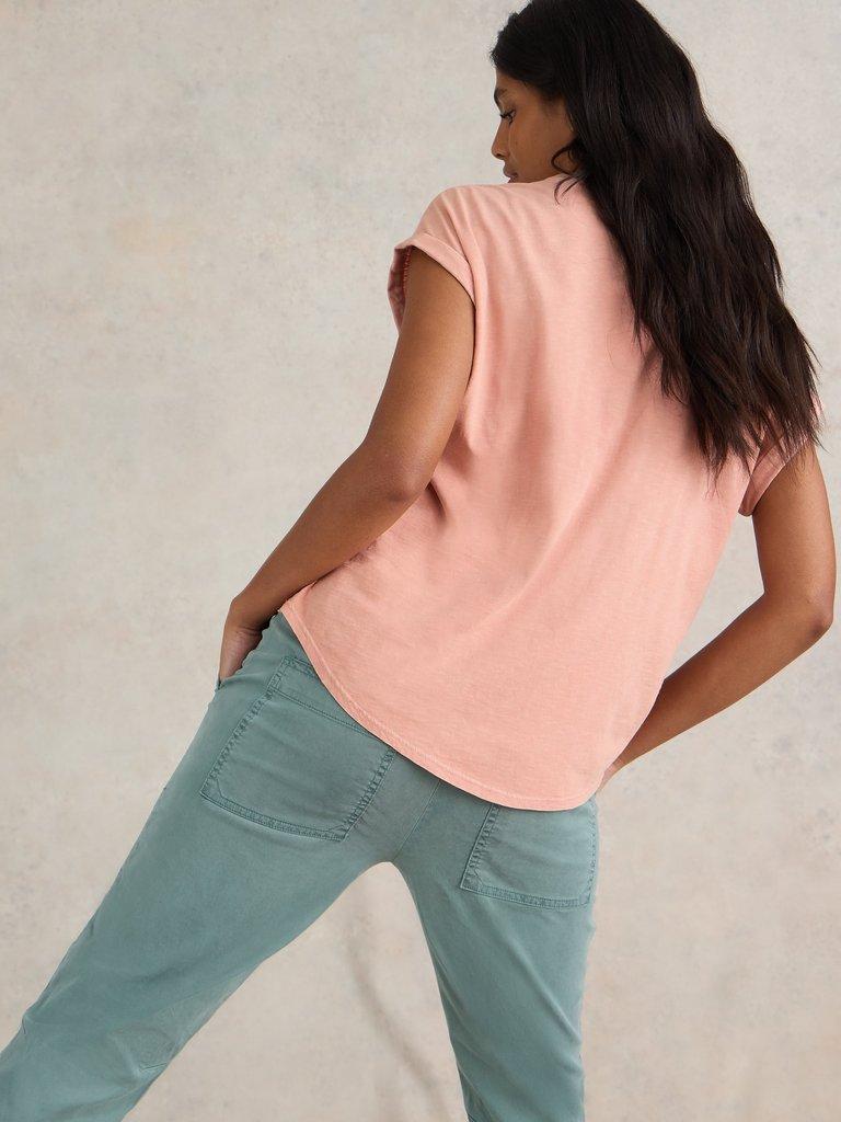 BETH JERSEY SHIRT in DUS PINK - MODEL BACK