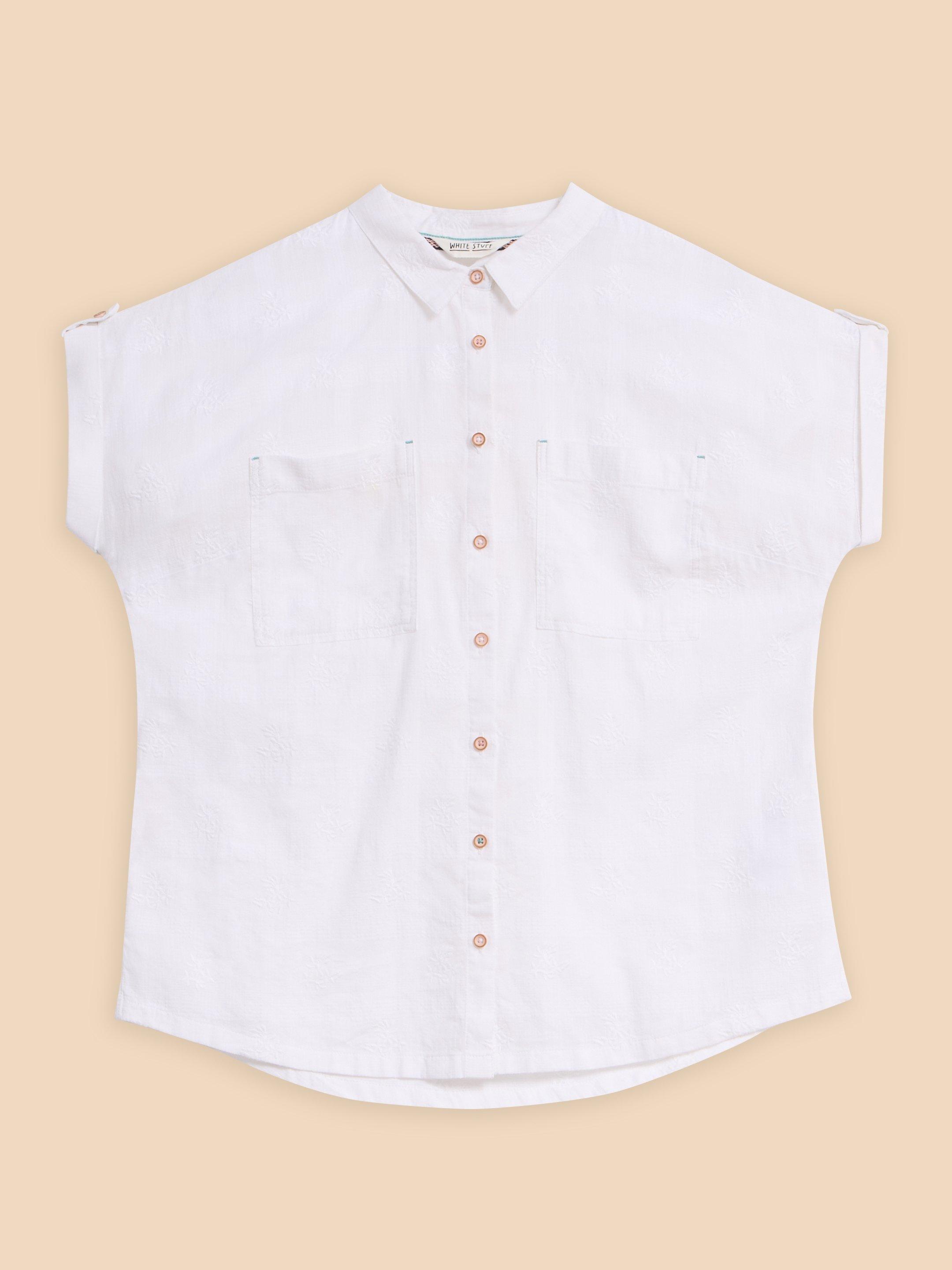 Ellie Embroidered Shirt in PALE IVORY - FLAT FRONT