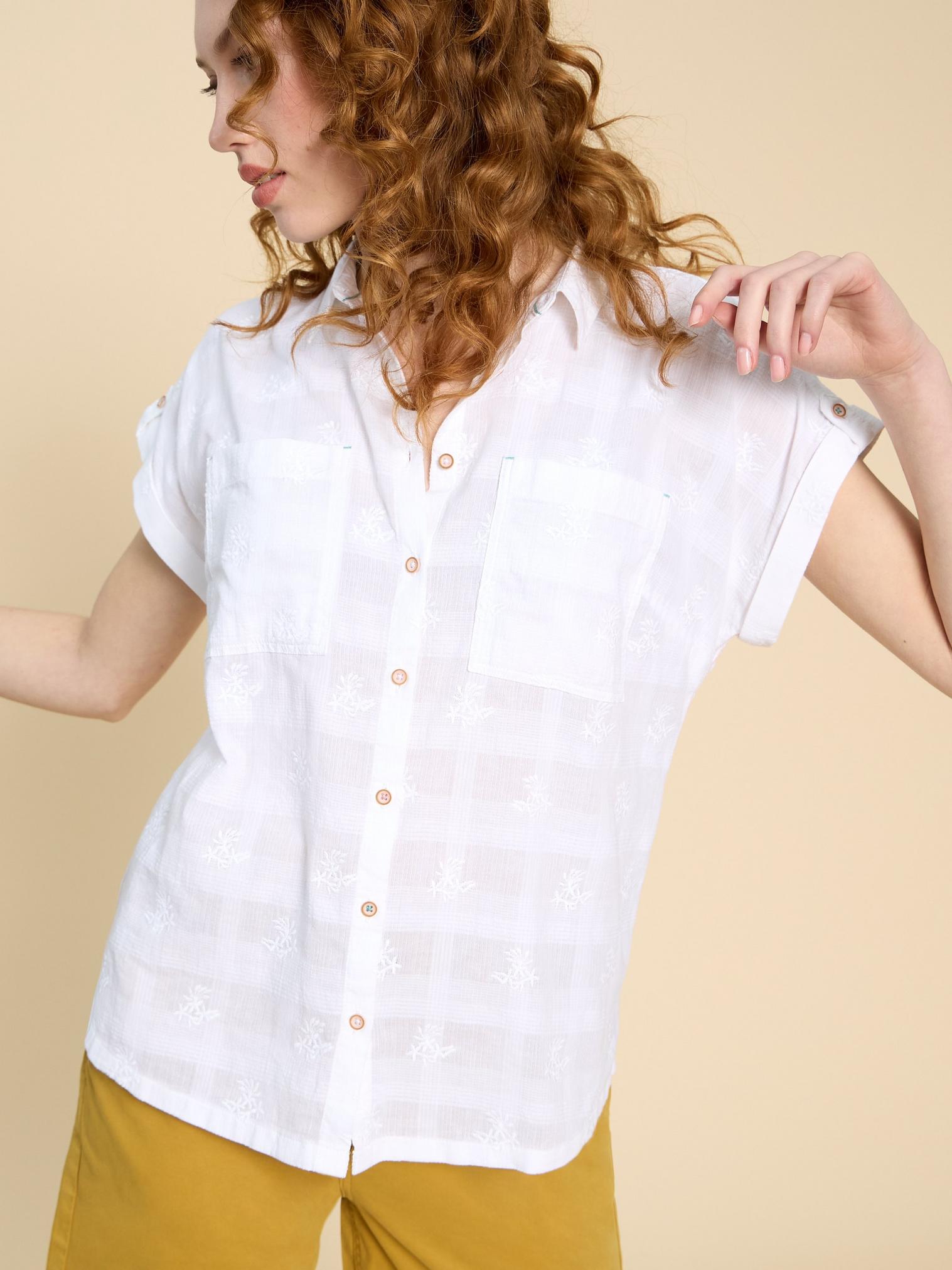 Ellie Embroidered Shirt in PALE IVORY - LIFESTYLE