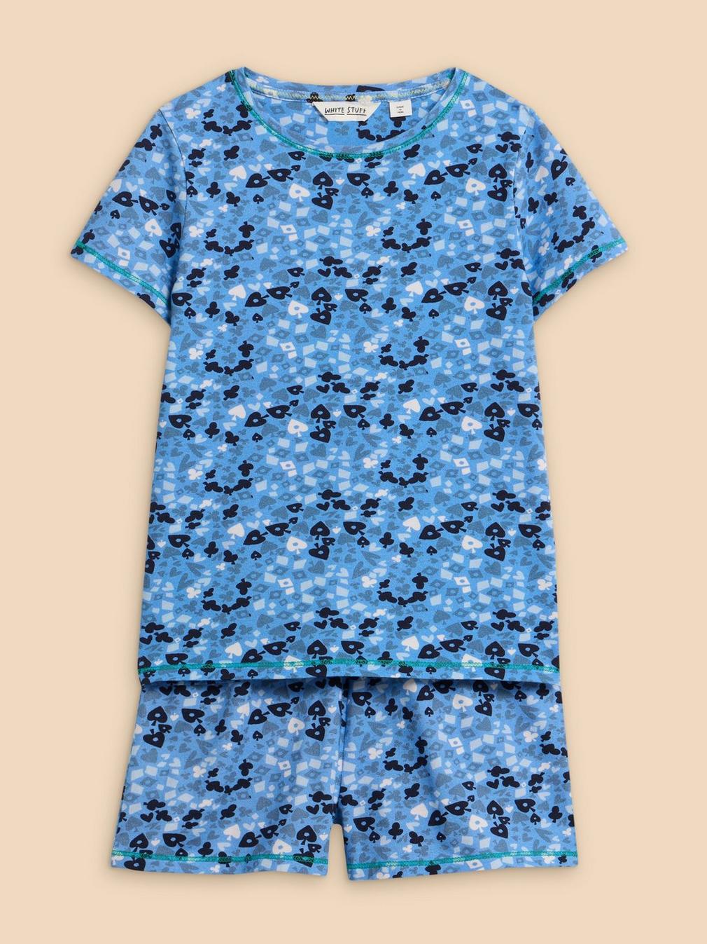 Camo short PJ Set in BLUE MLT - FLAT FRONT