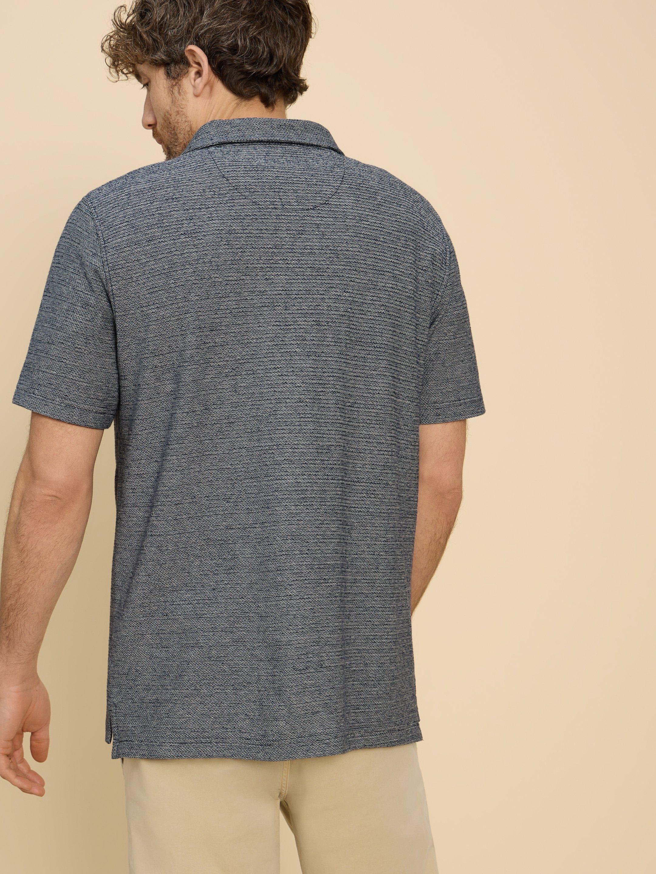 Twisted Texture Polo in NAVY MULTI - MODEL BACK