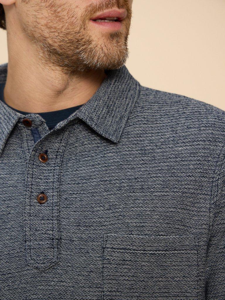 Twisted Texture Polo in NAVY MULTI - MODEL DETAIL