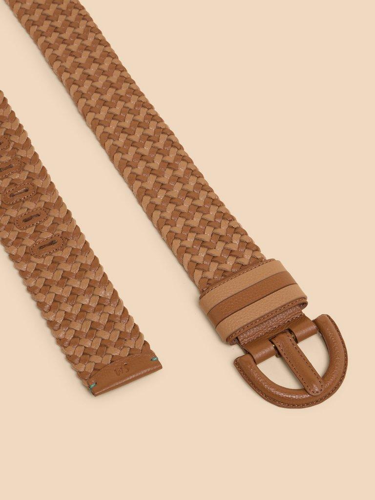 Leather Weave Waist Belt in LIGHT TAN - FLAT DETAIL