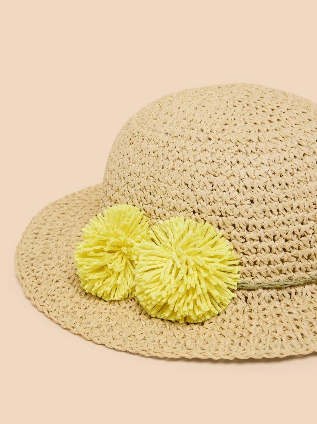 Girls Summer Hat in NAT MLT - FLAT DETAIL