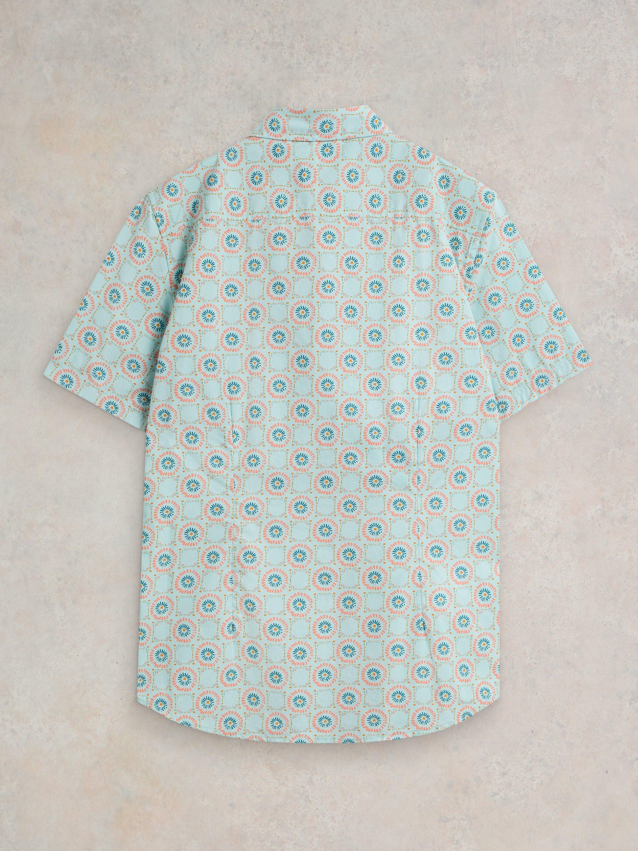 Daisy Tile Printed SS Shirt in BLUE PR - FLAT BACK