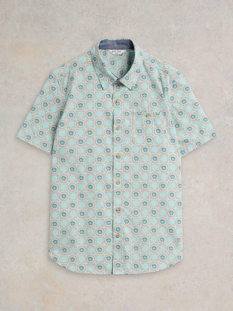 Daisy Tile Printed SS Shirt in BLUE PR - FLAT FRONT