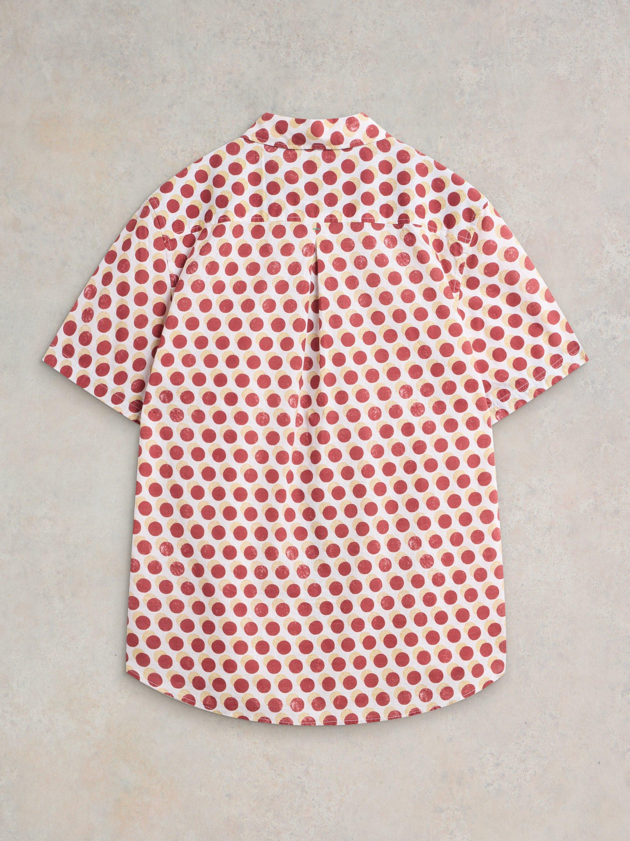 Retro Spot Printed SS Shirt in RED PR - FLAT BACK