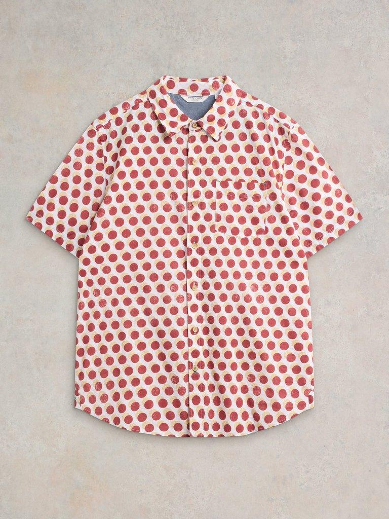 Retro Spot Printed SS Shirt in RED PR - FLAT FRONT