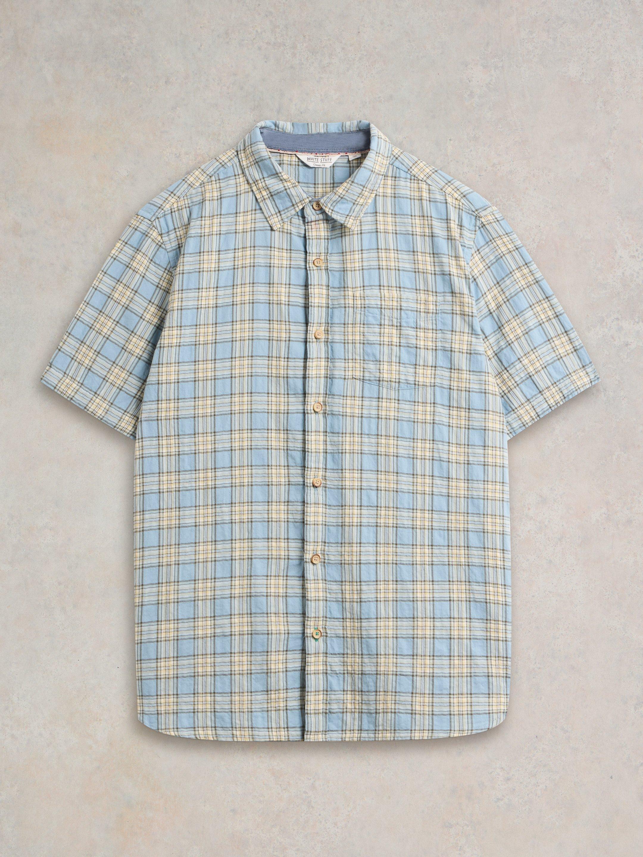 Madras Check SS Shirt in BLUE MLT - FLAT FRONT