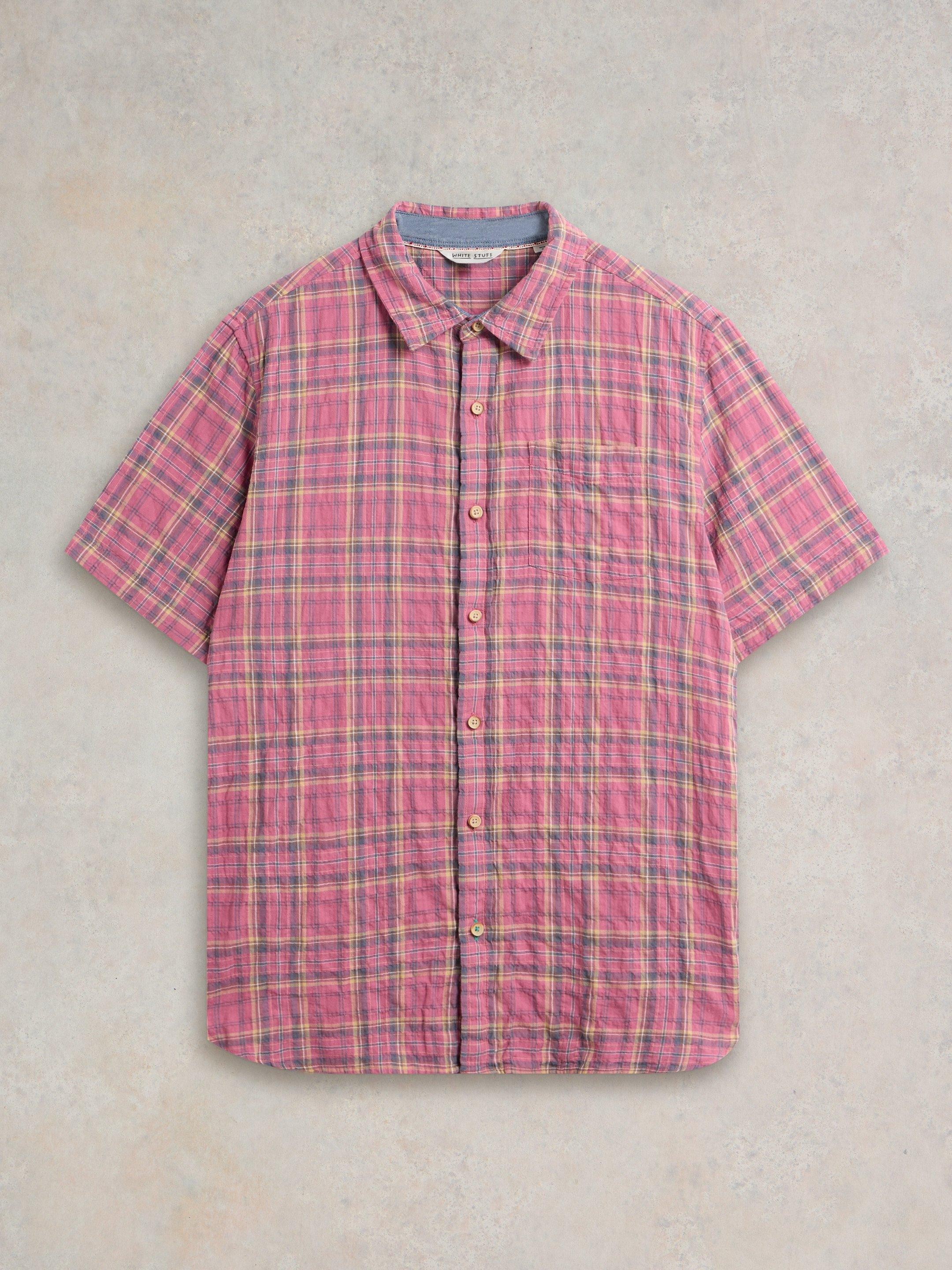 Madras Check SS Shirt in PINK MLT - FLAT FRONT
