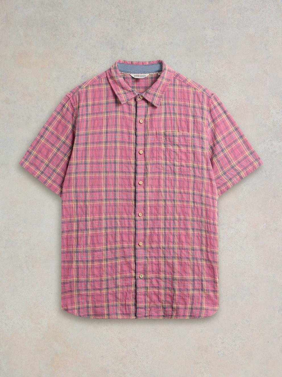 Madras Check SS Shirt in PINK MLT - FLAT FRONT