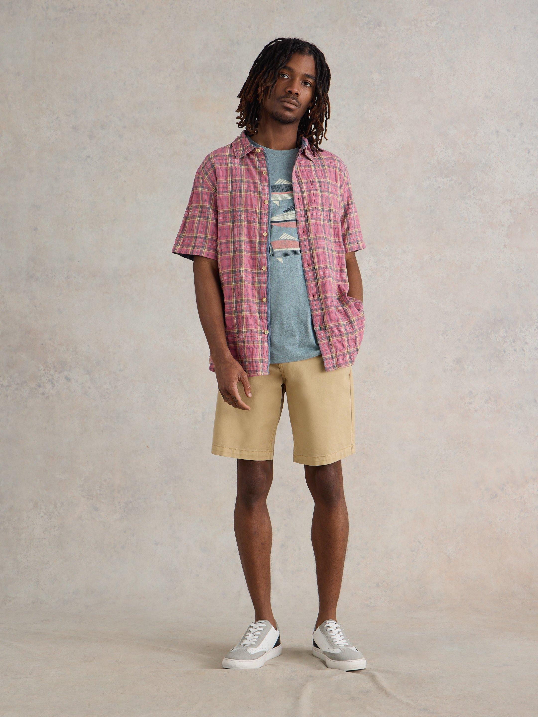 Madras Check SS Shirt in PINK MLT - MODEL DETAIL