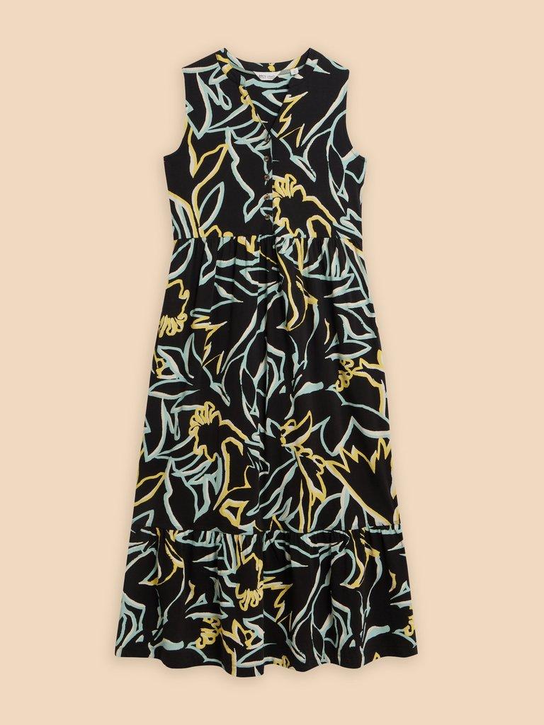 Sonia Jersey Maxi Dress in BLK PR - FLAT FRONT