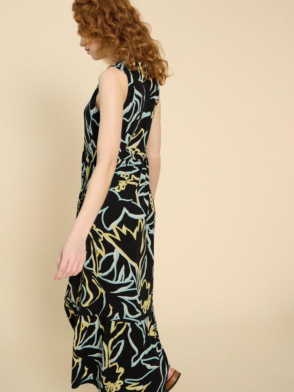 Sonia Jersey Maxi Dress in BLK PR - MODEL BACK