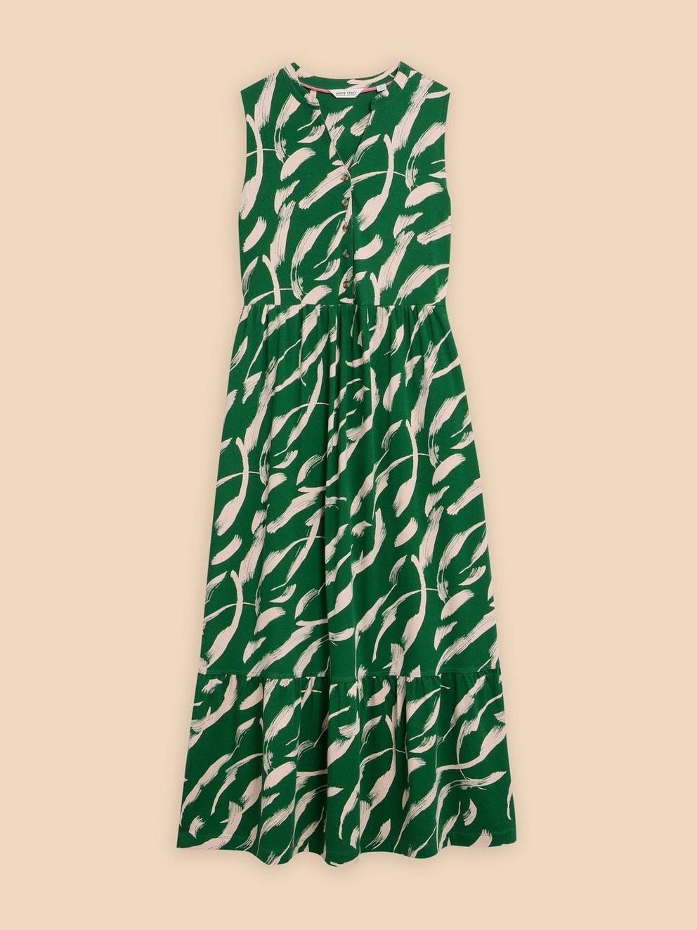Sonia Jersey Maxi Dress in GREEN PR - FLAT FRONT