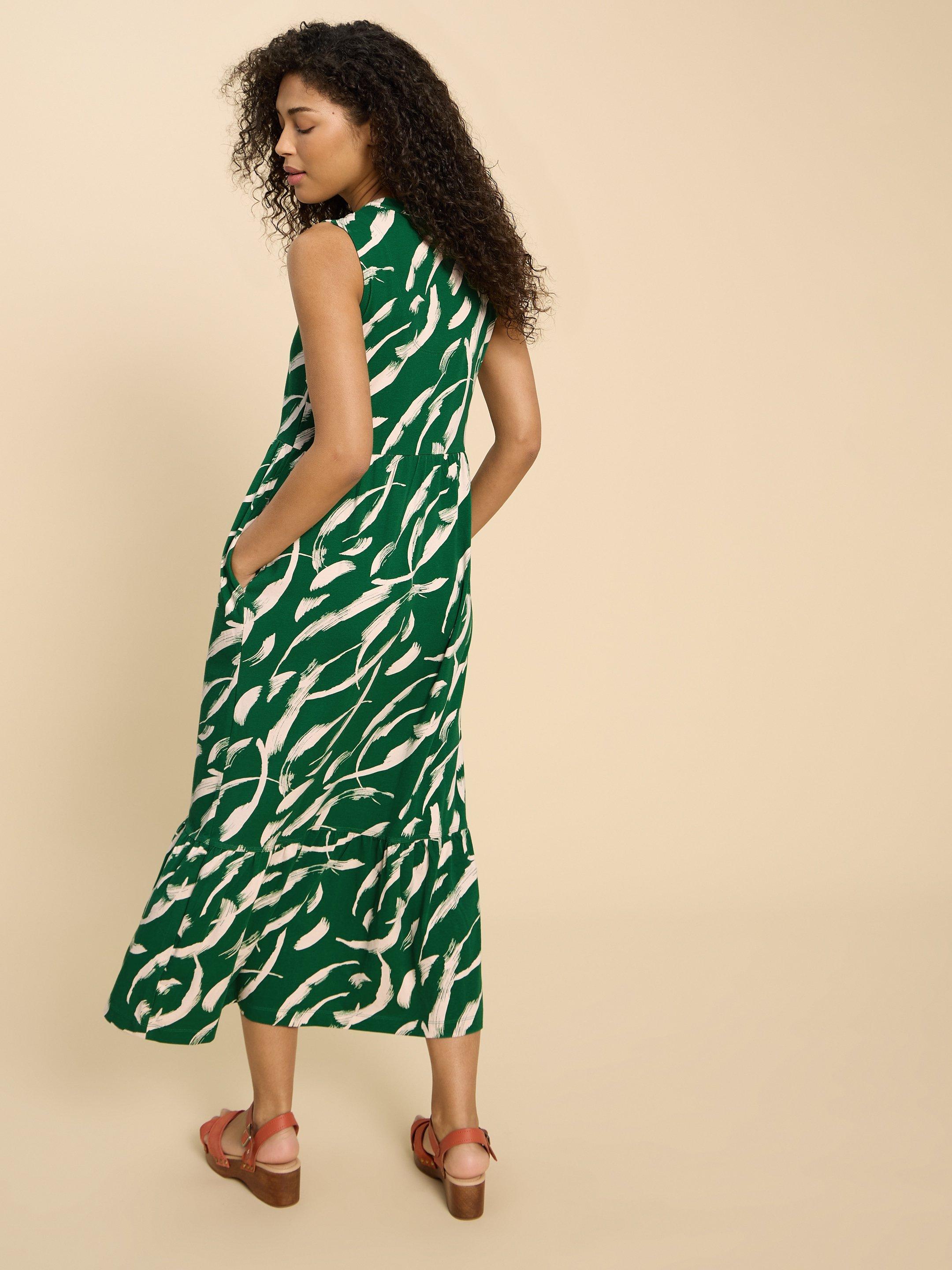 Sonia Jersey Maxi Dress in GREEN PR - MODEL BACK