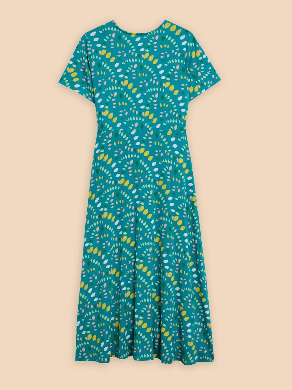 Amelia Jersey Dress in TEAL PR - FLAT BACK