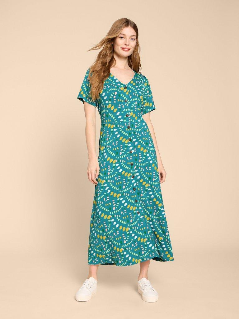 Amelia Jersey Dress in TEAL PR - LIFESTYLE