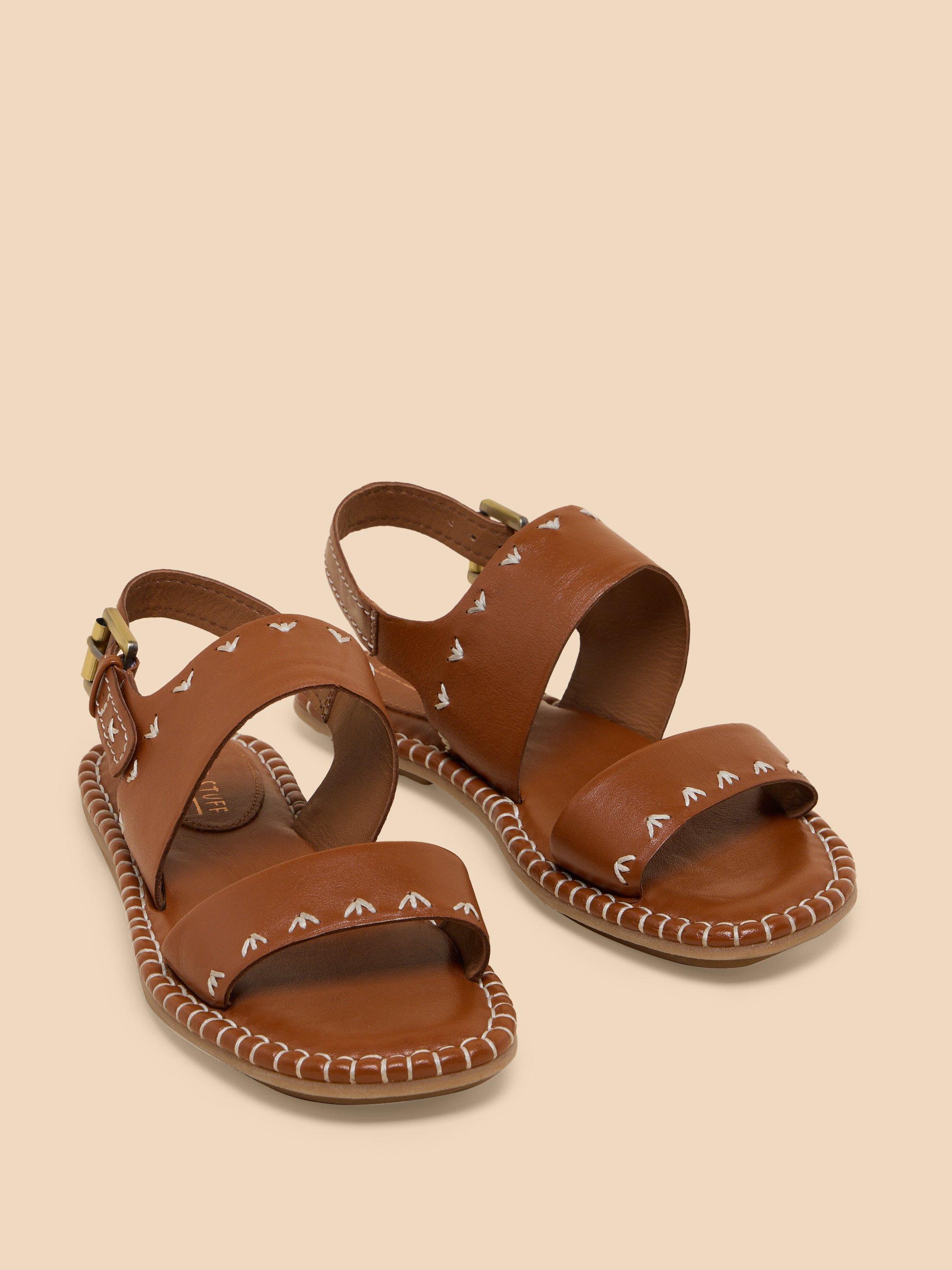 Sweetpea Leather Sandal in MID TAN - FLAT FRONT