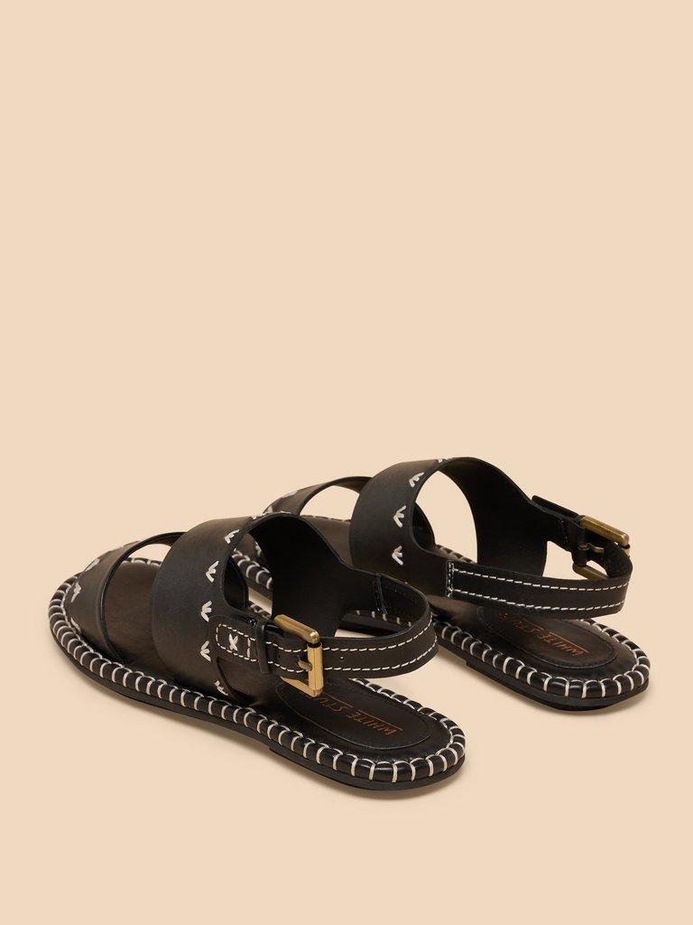 Sweetpea Leather Sandal in PURE BLK - FLAT BACK