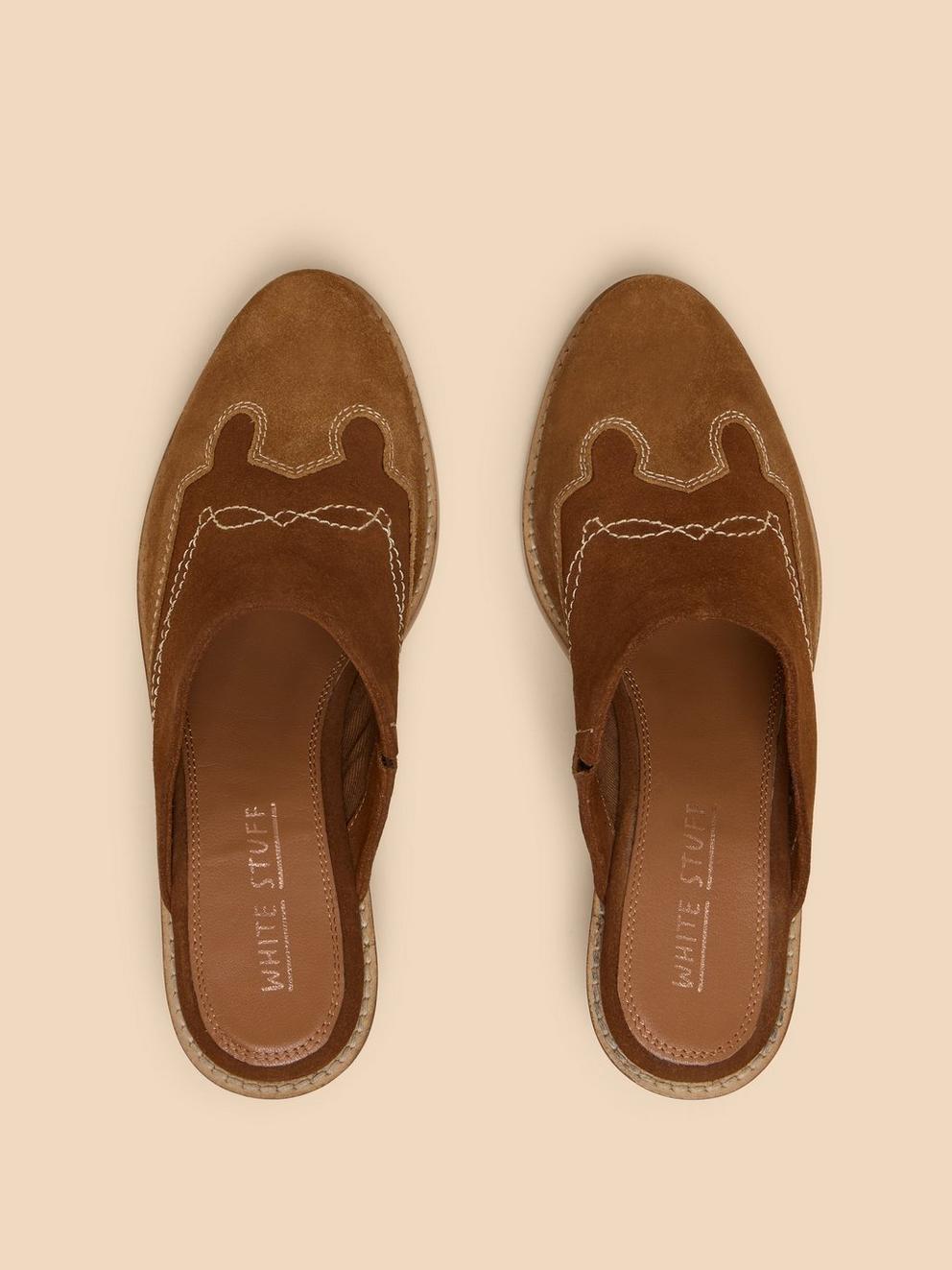 Wallflower Suede Mule in MID TAN - FLAT BACK