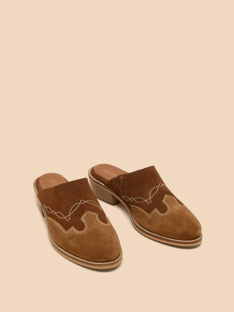 Wallflower Suede Mule in MID TAN - FLAT FRONT