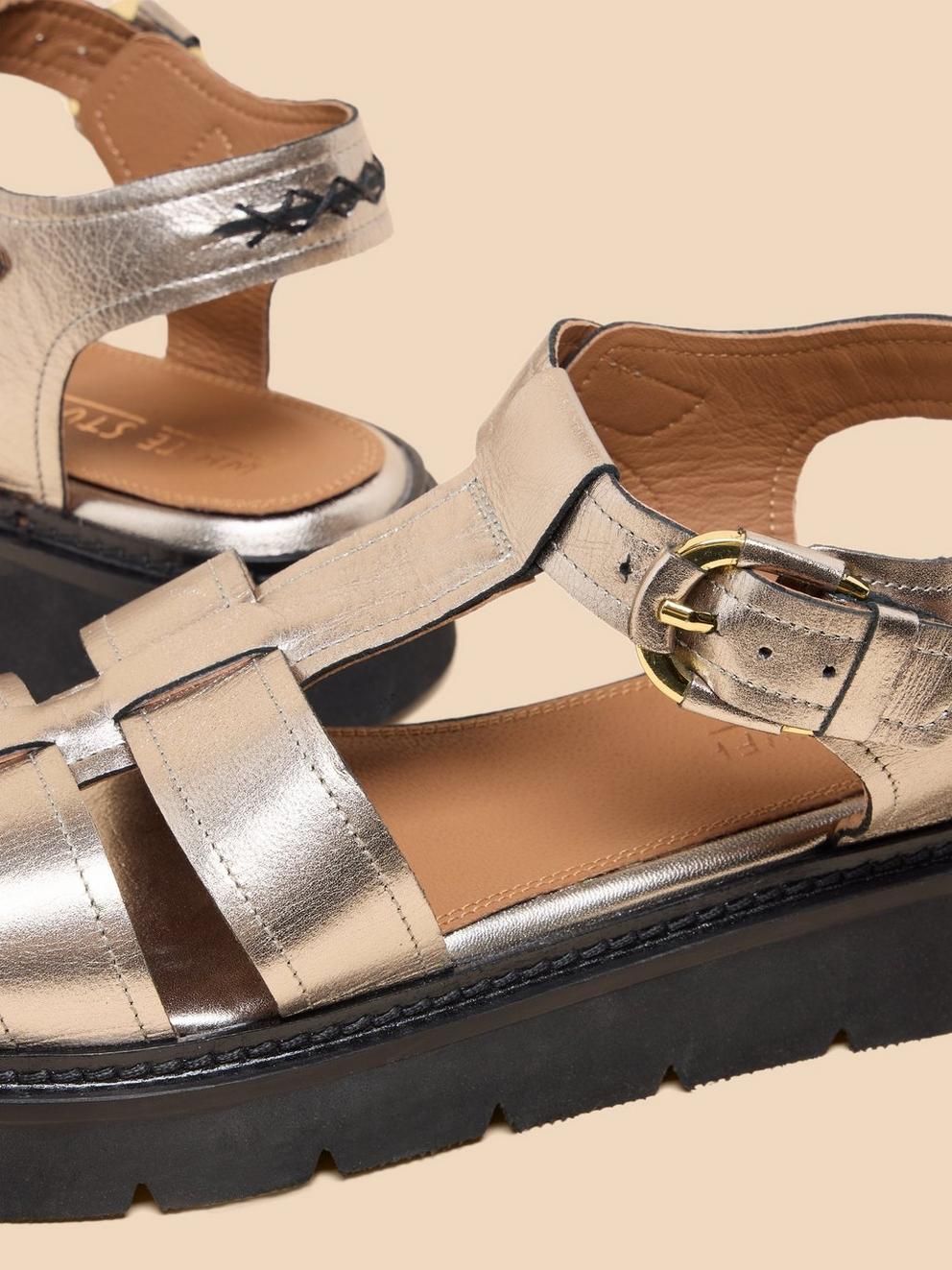 Rose Leather Sandal in PEWTER METALLIC | White Stuff