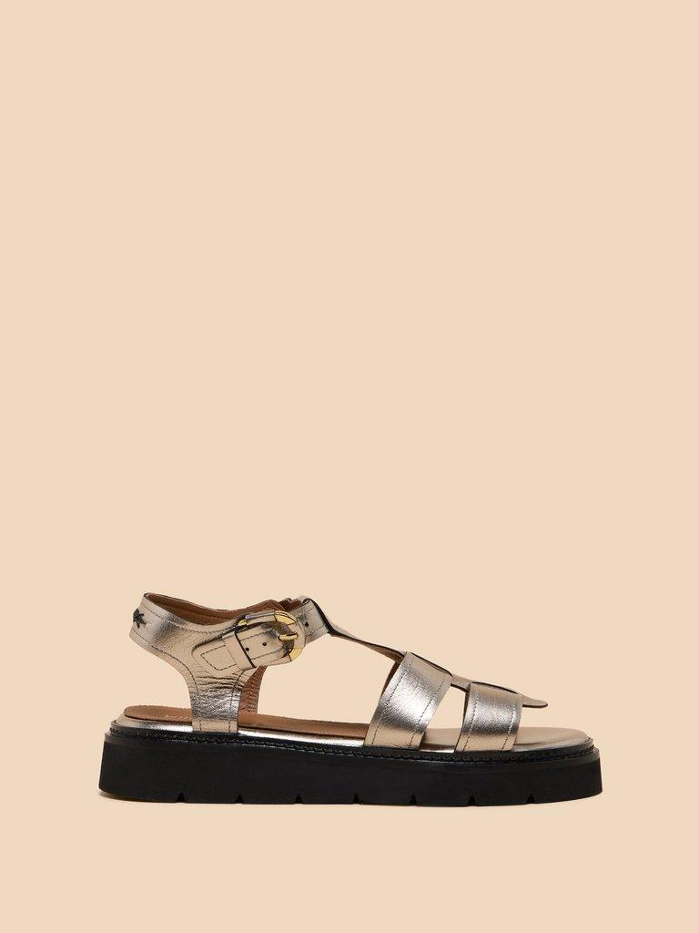 Rose Leather Sandal in PEWTER MET - LIFESTYLE