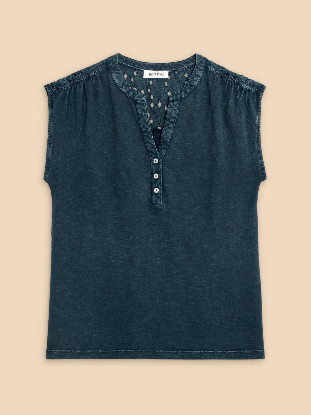 DINA TANK in INDIGO BLE - FLAT FRONT