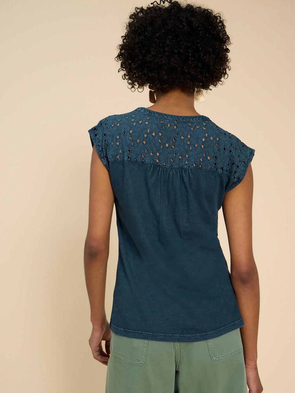 DINA TANK in INDIGO BLE - MODEL BACK