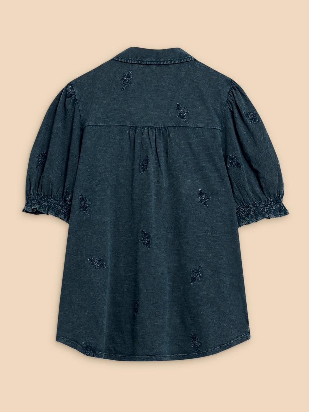 PENELOPE EMBROIDERED SHIRT in INDIGO BLE - FLAT BACK